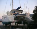 17 Pacific Bliss on the hard at Marmaris Marina, stern view